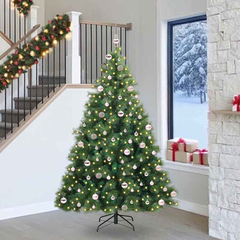 Albero di Natale artificiale con 300 LED Verde 240 cm PE e PVC