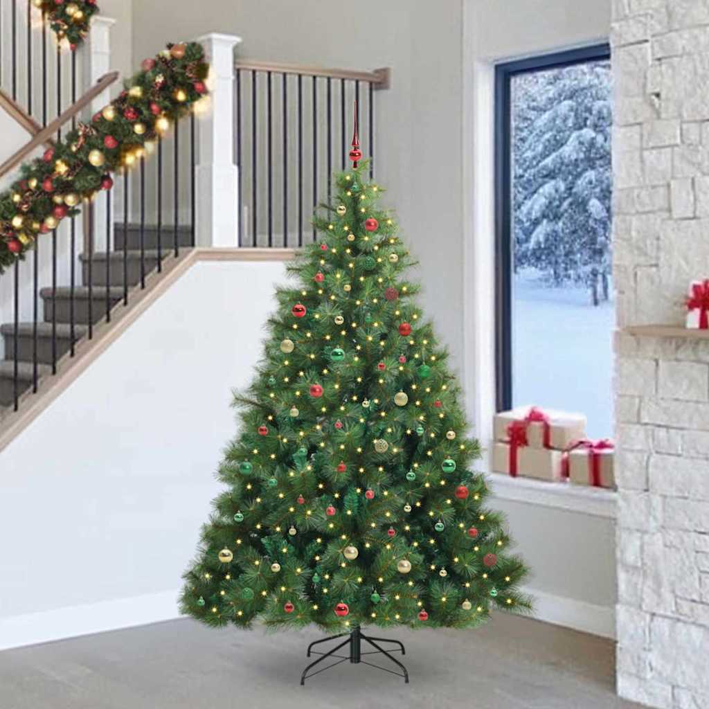 Albero di Natale artificiale con 300 LED Verde 240 cm PE e PVC