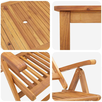 Set da Pranzo per Giardino Pieghevole 7 pcs Marrone | homemem39