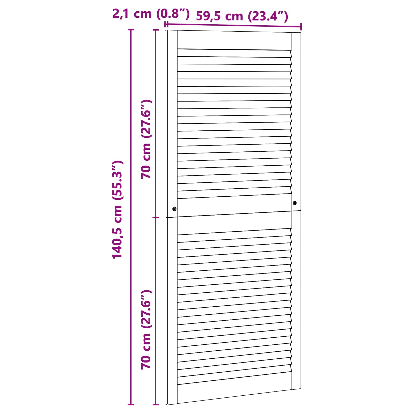 Porta per Armadio 2 pcs Naturale 140,5 x 2,1 x 59,5 cm | homemem39