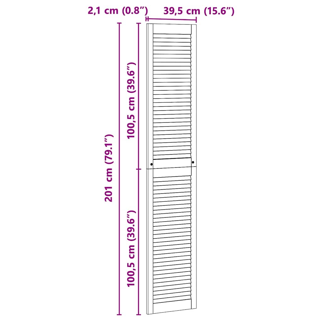 Porte per Armadi Altro 2 pcs Marrone 201 x 39.5 x 2.1 cm
