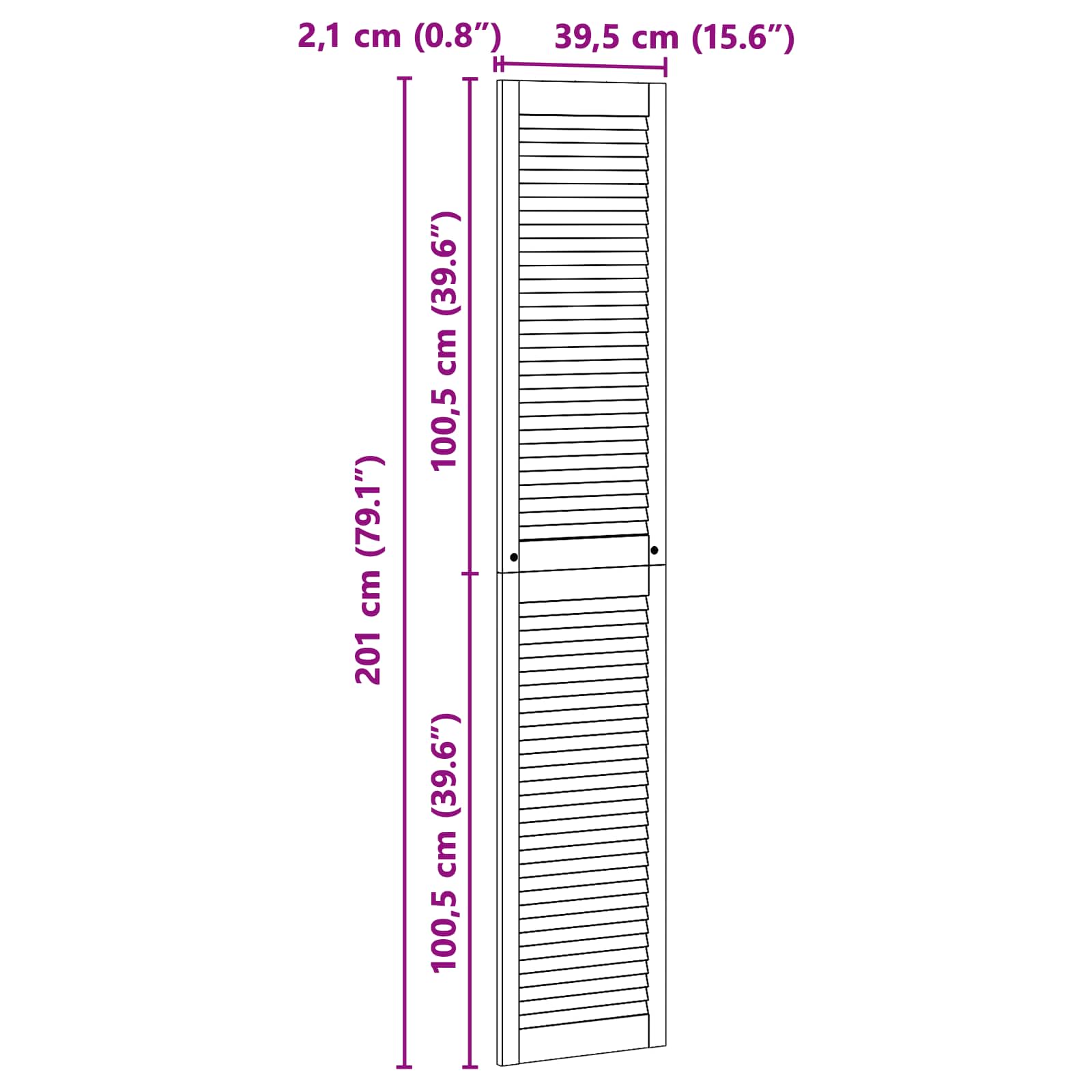 Porta per Armadio con porta 2 pcs Naturale 201 x 2,1 x 39,5 cm | homemem39