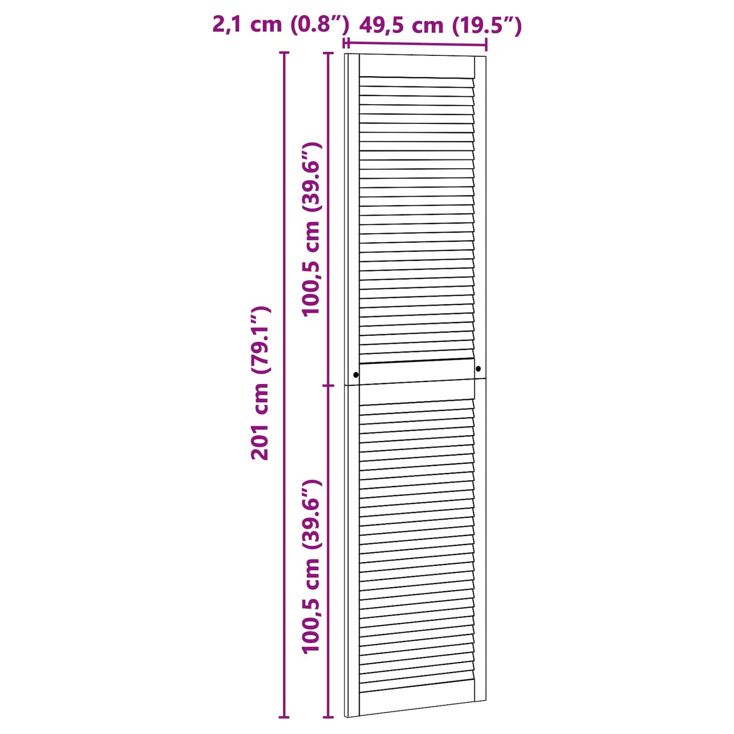 Porta per Armadio con porta 2 pcs Naturale 201 x 2,1 x 49,5 cm | homemem39