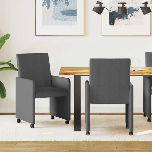 Sedie da Pranzo con Ruote 2 pcs Grigio scuro 57 x 66 x 94 cm | homemem39