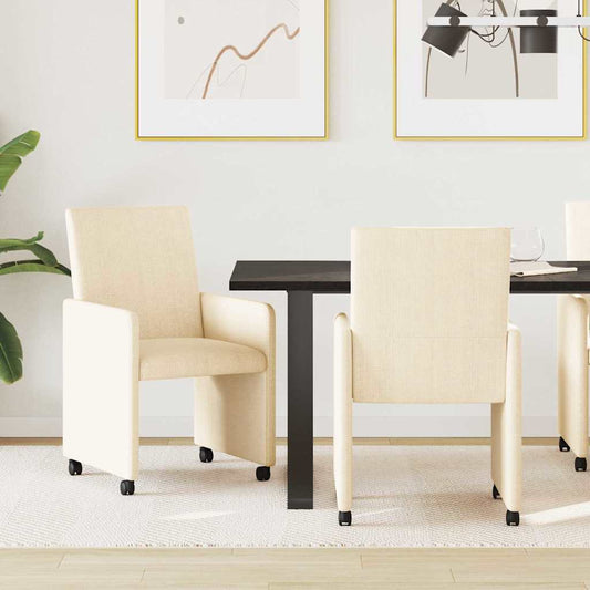 Sedie da Pranzo con Ruote con ruote 2 pcs Crema 57 x 66 x 94 cm | homemem39
