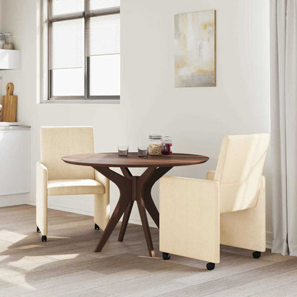 Sedie da Pranzo con Ruote con ruote 2 pcs Crema 57 x 66 x 94 cm