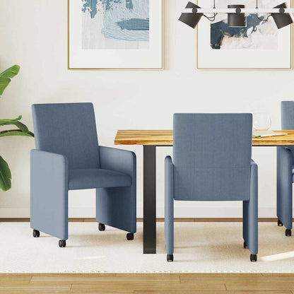 Sedie da Pranzo con Ruote con ruote 2 pcs Blu 57 x 66 x 94 cm
