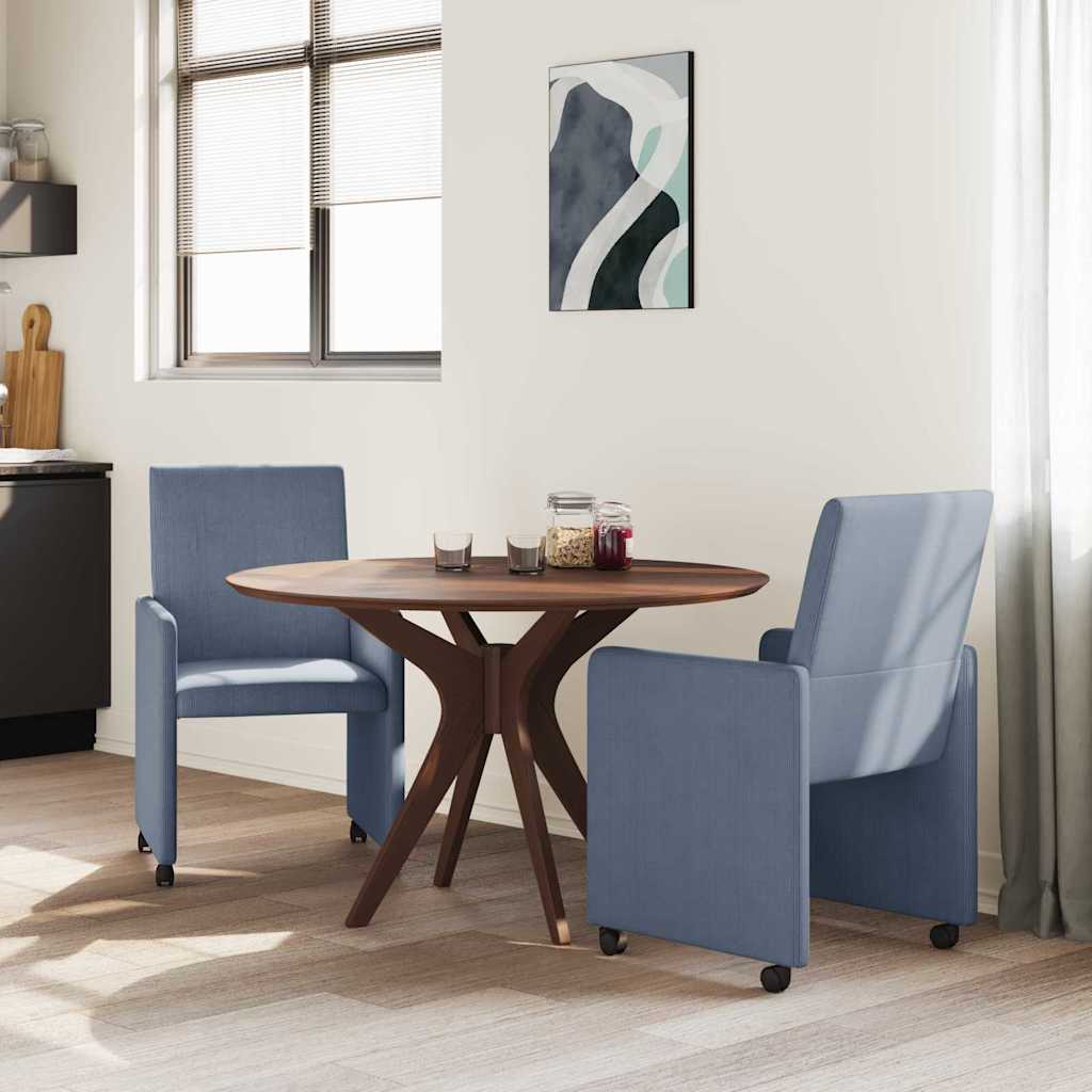 Sedie da Pranzo con Ruote con ruote 2 pcs Blu 57 x 66 x 94 cm