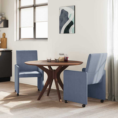 Sedie da Pranzo con Ruote con ruote 2 pcs Blu 57 x 66 x 94 cm