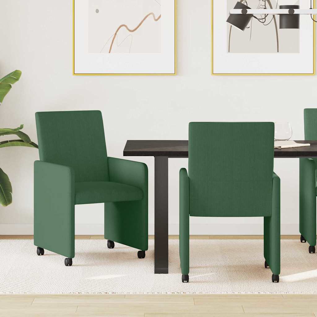 Sedie da Pranzo con Ruote 2 pcs Grigio verde 57 x 66 x 94 cm
