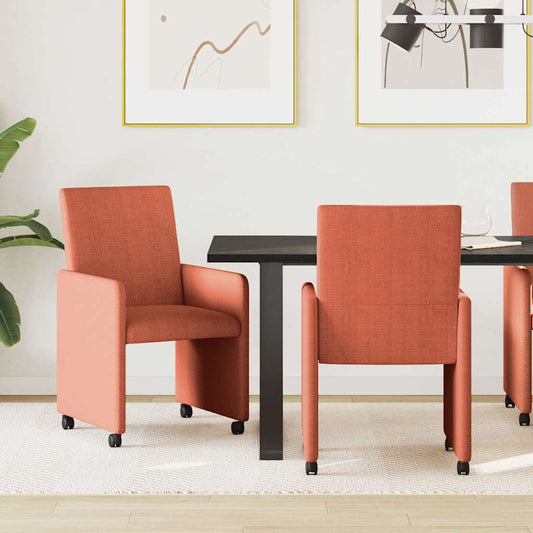 Sedie da Pranzo con Ruote 2 pcs Rosso arancio 57 x 66 x 94 cm | homemem39