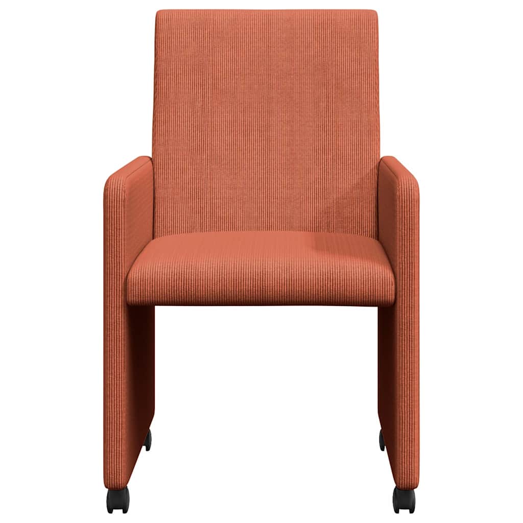 Sedie da Pranzo con Ruote 2 pcs Rosso arancio 57 x 66 x 94 cm