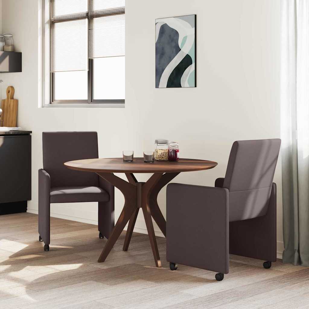 Sedie da Pranzo con Ruote 2 pcs Marrone Scuro 57 x 66 x 94 cm