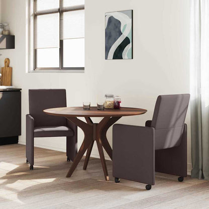 Sedie da Pranzo con Ruote 2 pcs Marrone Scuro 57 x 66 x 94 cm