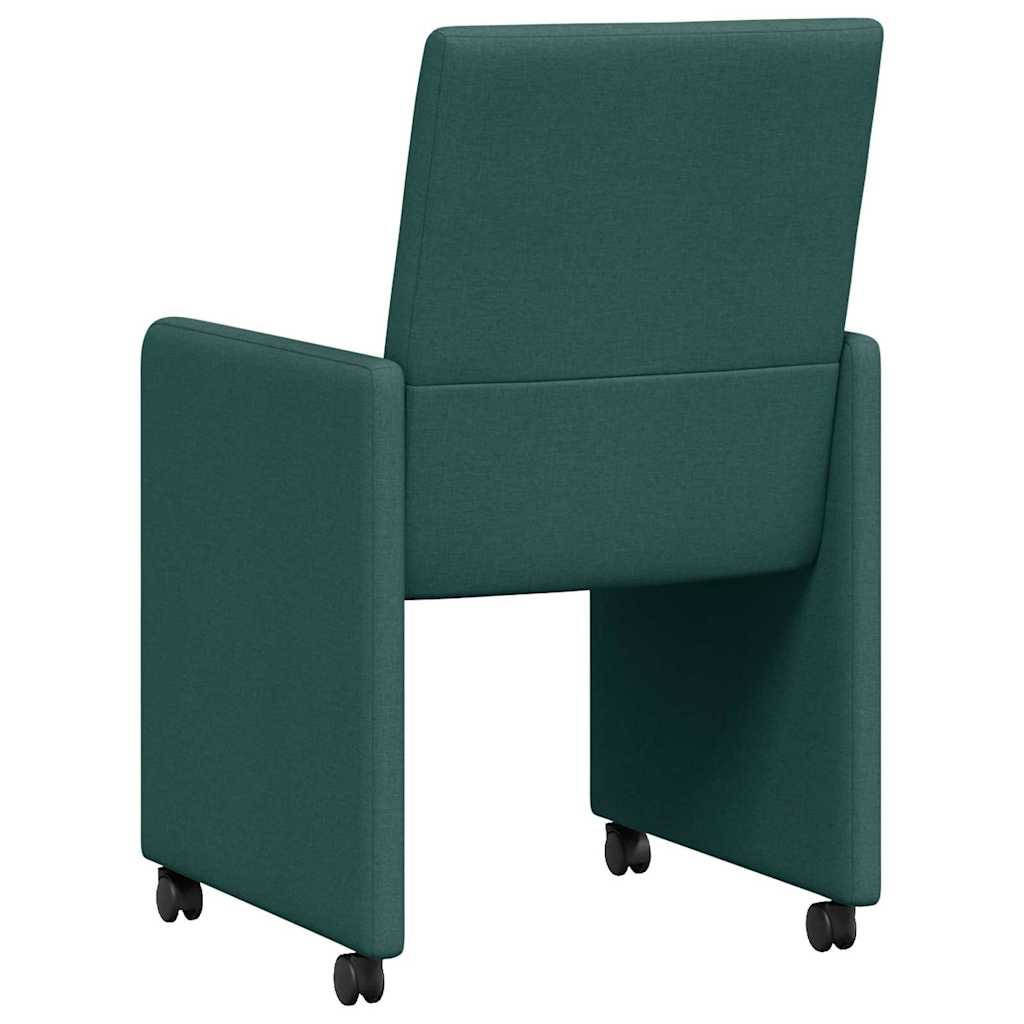 Sedie da Pranzo con Ruote 2 pcs Verde Scuro 57 x 66 x 94 cm