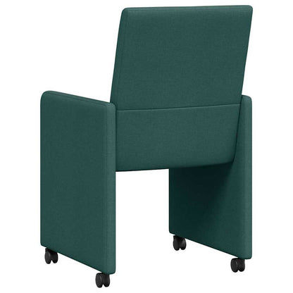 Sedie da Pranzo con Ruote 2 pcs Verde Scuro 57 x 66 x 94 cm