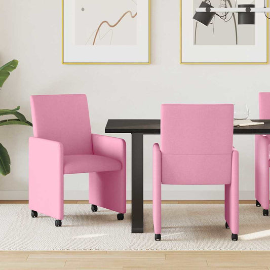 Sedie da Pranzo con Ruote 2 pcs Rosa 57 x 66 x 94 cm Tessuto | homemem39