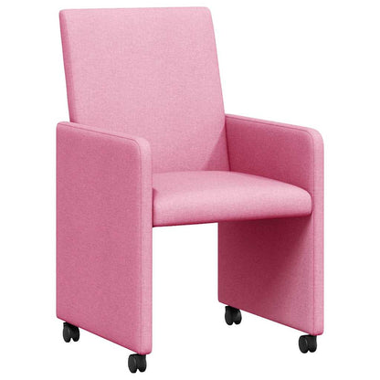 Sedie da Pranzo con Ruote 2 pcs Rosa 57 x 66 x 94 cm Tessuto