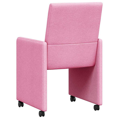Sedie da Pranzo con Ruote 2 pcs Rosa 57 x 66 x 94 cm Tessuto