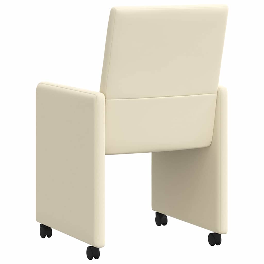 Sedie da Pranzo con Ruote con ruote 2 pcs Crema 57 x 66 x 94 cm