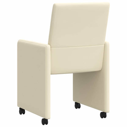 Sedie da Pranzo con Ruote con ruote 2 pcs Crema 57 x 66 x 94 cm