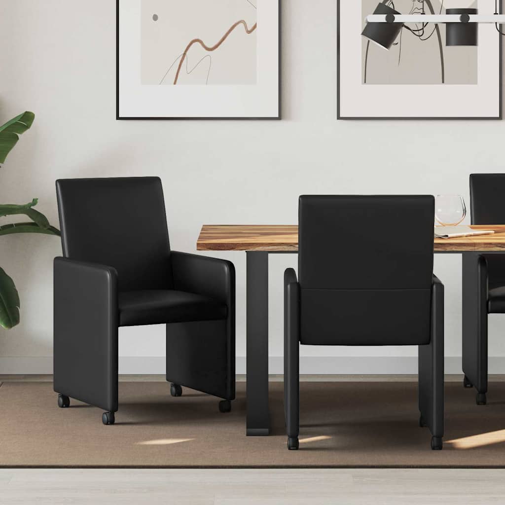 Sedie da Pranzo con Ruote con ruote 2 pcs Nero 57 x 66 x 94 cm