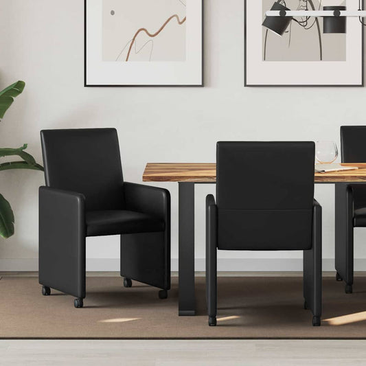 Sedie da Pranzo con Ruote con ruote 2 pcs Nero 57 x 66 x 94 cm