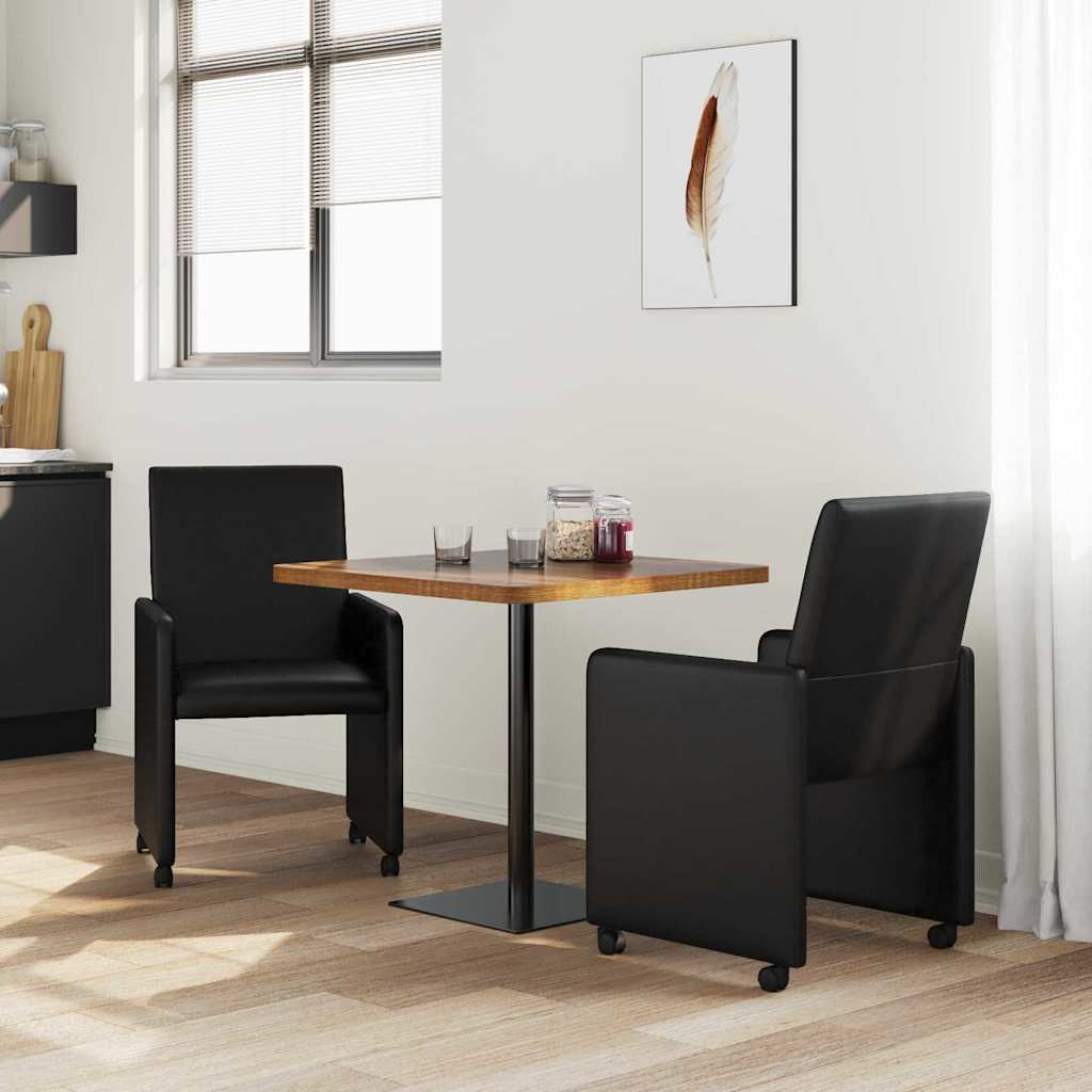 Sedie da Pranzo con Ruote con ruote 2 pcs Nero 57 x 66 x 94 cm