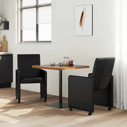 Sedie da Pranzo con Ruote con ruote 2 pcs Nero 57 x 66 x 94 cm