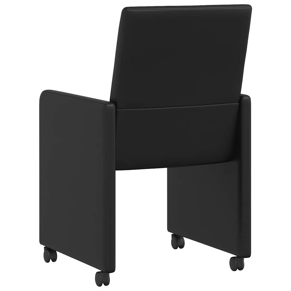 Sedie da Pranzo con Ruote con ruote 2 pcs Nero 57 x 66 x 94 cm