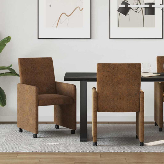 Sedie da Pranzo con Ruote 2 pcs Marrone 57 x 66 x 94 cm | homemem39