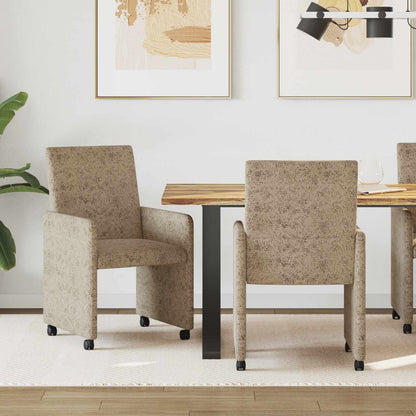 Sedie da Pranzo con Ruote 2 pz Pelle scamosciata sintetica