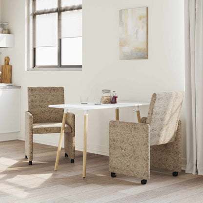 Sedie da Pranzo con Ruote 2 pz Pelle scamosciata sintetica