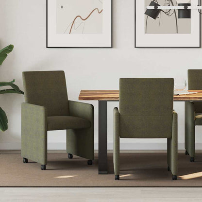 Sedie da Pranzo con Ruote 2 pcs Verde militare 57 x 66 x 94 cm