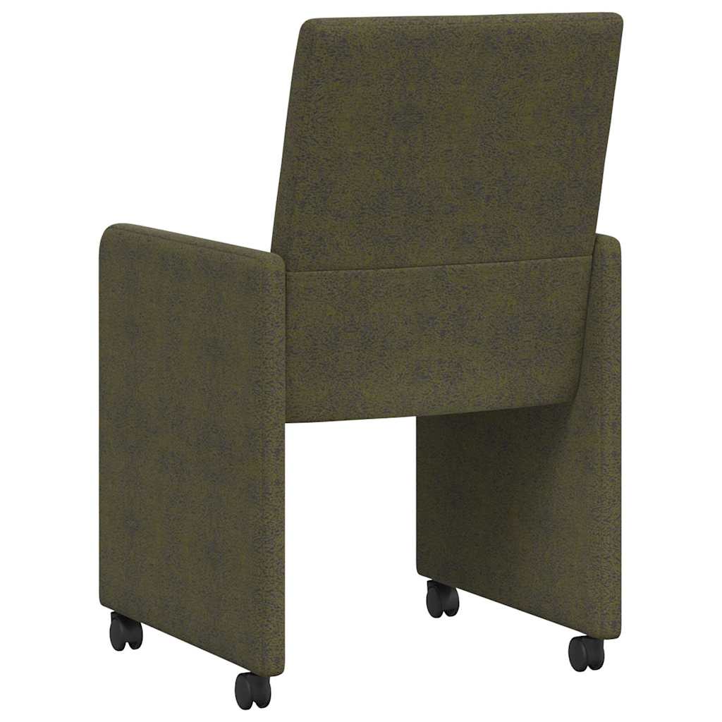 Sedie da Pranzo con Ruote 2 pcs Verde militare 57 x 66 x 94 cm