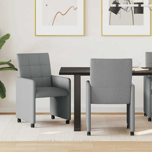Sedie da Pranzo con Ruote 2 pcs Grigio chiaro 58 x 65 x 94 cm | homemem39