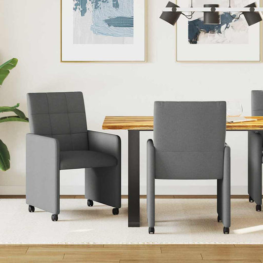Sedie da Pranzo con Ruote 2 pcs Grigio scuro 58 x 65 x 94 cm | homemem39