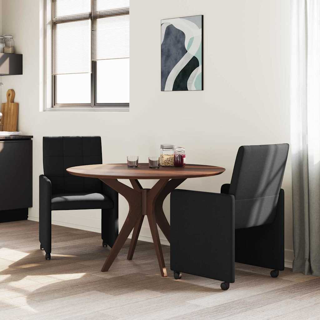 Sedie da Pranzo con Ruote 2 pcs Nero 58 x 65 x 94 cm Tessuto