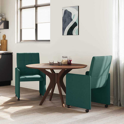 Sedie da Pranzo con Ruote 2 pcs Verde scuro 58 x 65 x 94 cm