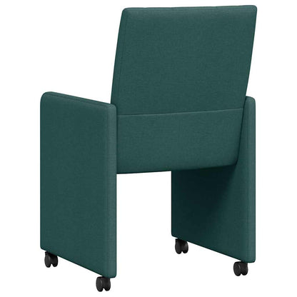 Sedie da Pranzo con Ruote 2 pcs Verde scuro 58 x 65 x 94 cm