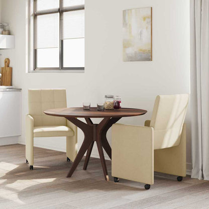 Sedie da Pranzo con Ruote 2 pcs Crema 58 x 65 x 94 cm Tessuto