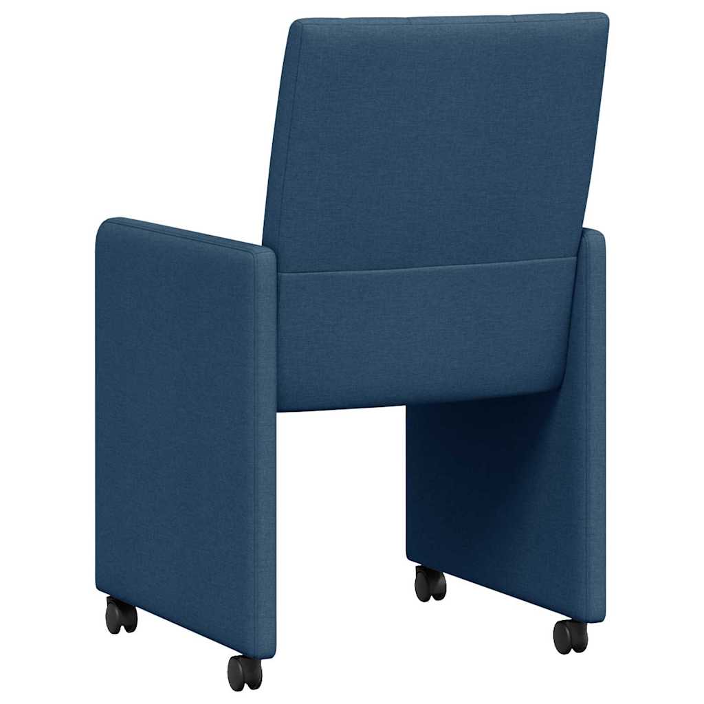 Sedie da Pranzo con Ruote 2 pcs Blu 58 x 65 x 94 cm Tessuto