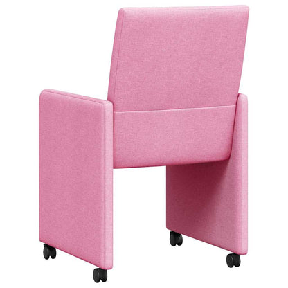 Sedie da Pranzo con Ruote 2 pcs Rosa 58 x 65 x 94 cm Tessuto