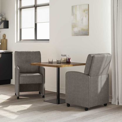 Sedie da Pranzo con Ruote 2 pz Pelle sintetica Grigio