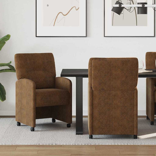 Sedie da Pranzo con Ruote 2 pcs Marrone 57 x 67 x 95 cm | homemem39