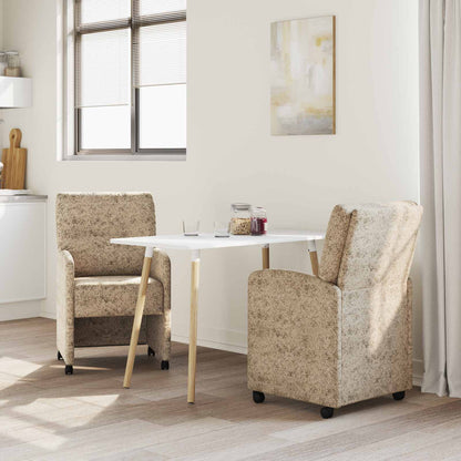 Sedie da Pranzo con Ruote 2 pz Pelle scamosciata sintetica