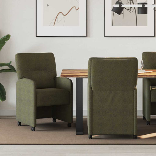 Sedie da Pranzo con Ruote 2 pcs Verde militare 57 x 67 x 95 cm | homemem39