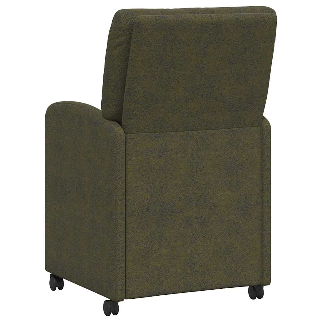 Sedie da Pranzo con Ruote 2 pcs Verde militare 57 x 67 x 95 cm