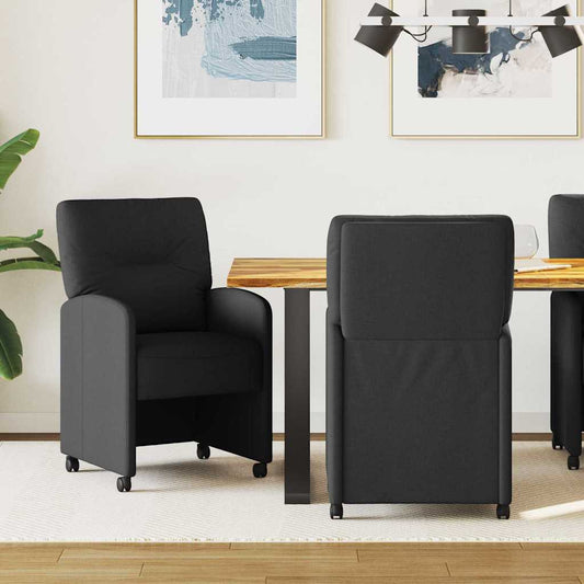 Sedie da Pranzo con Ruote 2 pcs Nero 57 x 67 x 95 cm Tessuto | homemem39