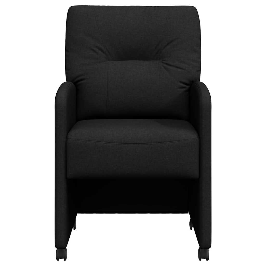 Sedie da Pranzo con Ruote 2 pcs Nero 57 x 67 x 95 cm Tessuto